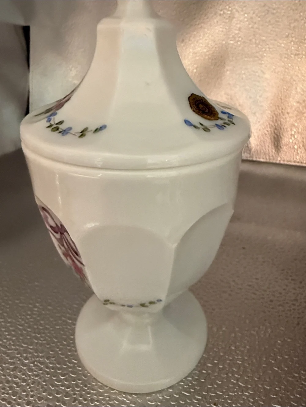 Vintage Westmoreland Hand Painted Opaque White Milk Glass Candy Dish